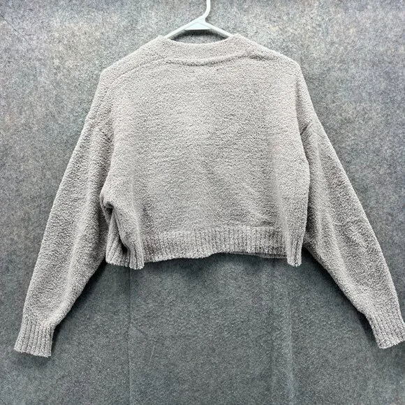 UGG Cardigan Womens XS Beige Button Front Fuzzy Cropped Sweater Polyester Cozy - Picture 11 of 11